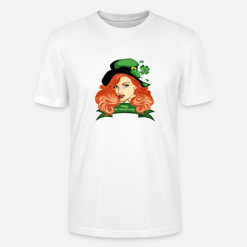 St. Patricks Pinup-Kleeblatthut - Stanley/Stella Unisex Bio-T-Shirt CRAFTER - Weiß