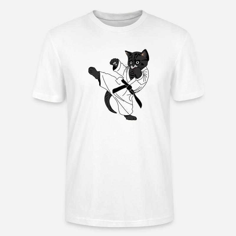 Black Cat Karate Kick, Kick - Stanley/Stella Unisex Bio-T-Shirt CRAFTER - Weiß