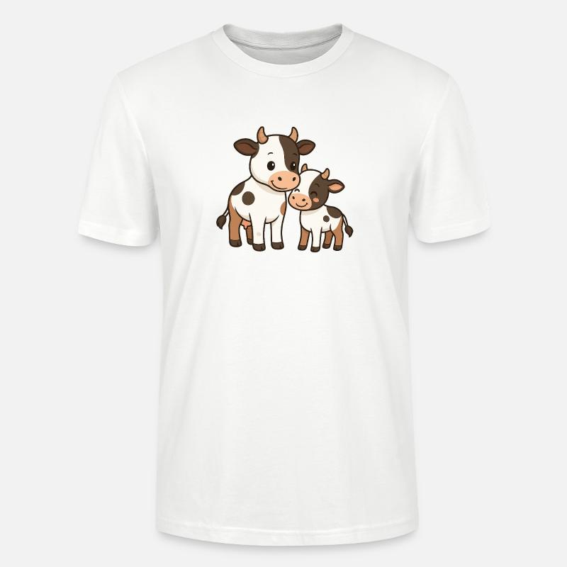 Kuhmutter kuschelt mit ihrem Kalb - Stanley/Stella Unisex Bio-T-Shirt CRAFTER - Weiß