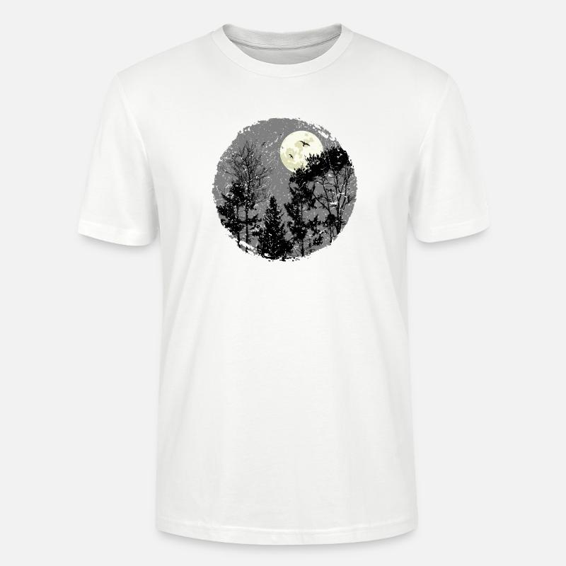 Scène de forêt nocturne sanctifiante - T-shirt bio CRAFTER Stanley Stella Unisexe - blanc