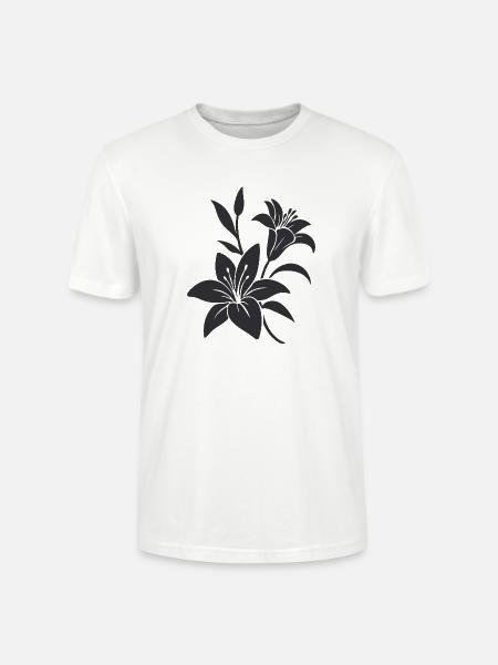 Elegant Monochrome Floral Illustration - Stanley/Stella CRAFTER Unisex Organic T-Shirt - white