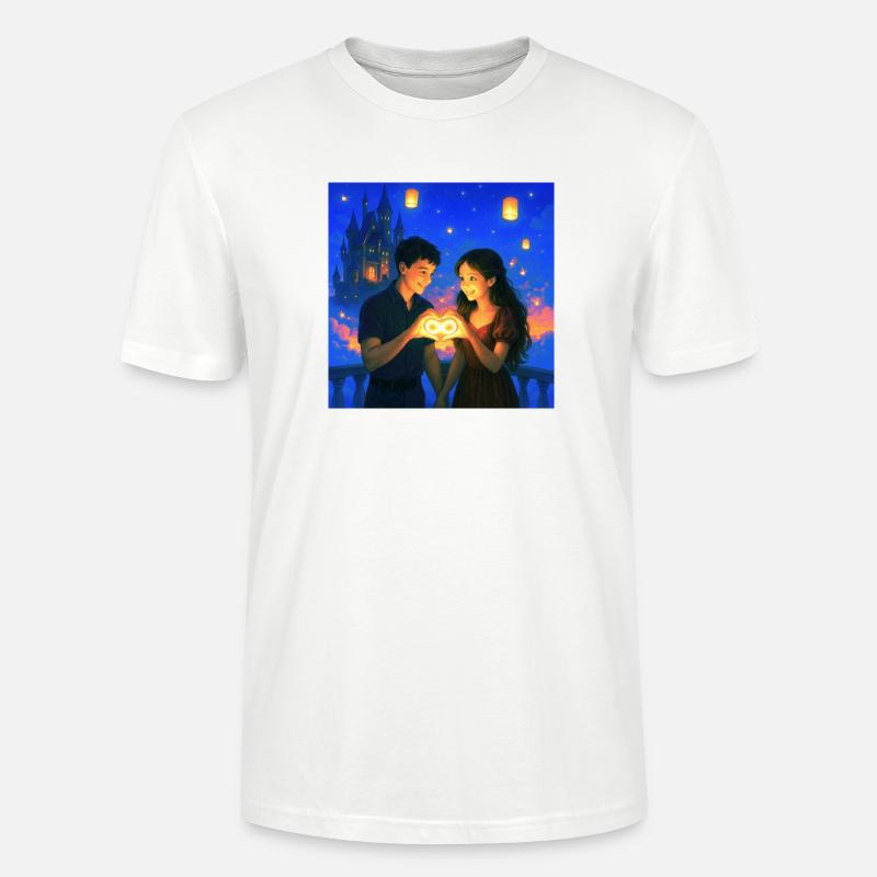 Romantisches Paar mit glühendem Infinity-Herz - Stanley/Stella Unisex Bio-T-Shirt CRAFTER - Weiß