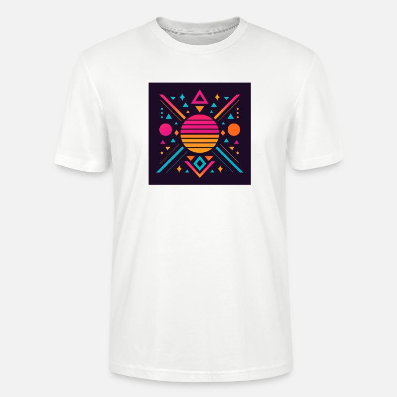 Synthwave geometric pattern - Stanley/Stella CRAFTER Unisex Organic T-Shirt - white