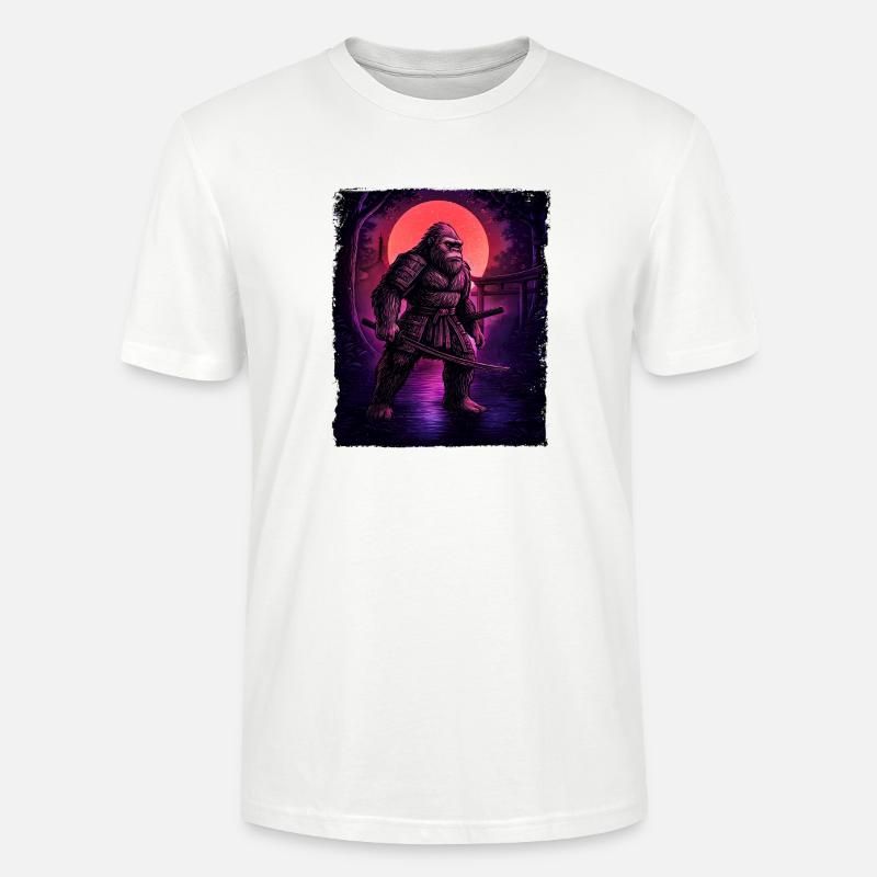 Samouraï Bigfoot Cryptide Sasquatch Yeti Hunter - T-shirt bio CRAFTER Stanley Stella Unisexe - blanc