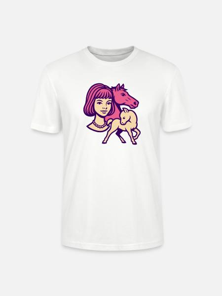 Pferdemädchen Pop-Art rosa - Stanley/Stella Unisex Bio-T-Shirt CRAFTER - Weiß