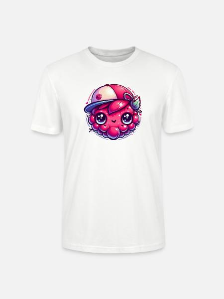 Himbeere Kawaii mit bunter Kappe - Stanley/Stella Unisex Bio-T-Shirt CRAFTER - Weiß