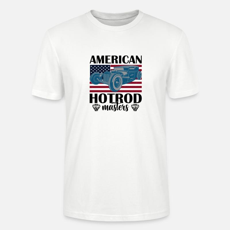 Amerikanisches Oldtimer mit Flaggenhintergrund - Stanley/Stella Unisex Bio-T-Shirt CRAFTER - Weiß
