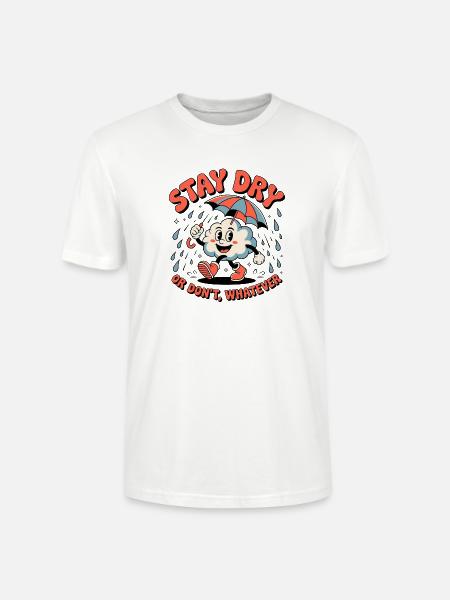 Stay Dry Funny Cloud Retro Umbrella - Stanley/Stella CRAFTER Unisex Organic T-Shirt - white