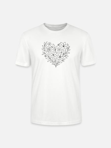 Florales Herzmuster, Blumenranke filigran - Stanley/Stella Unisex Bio-T-Shirt CRAFTER - Weiß