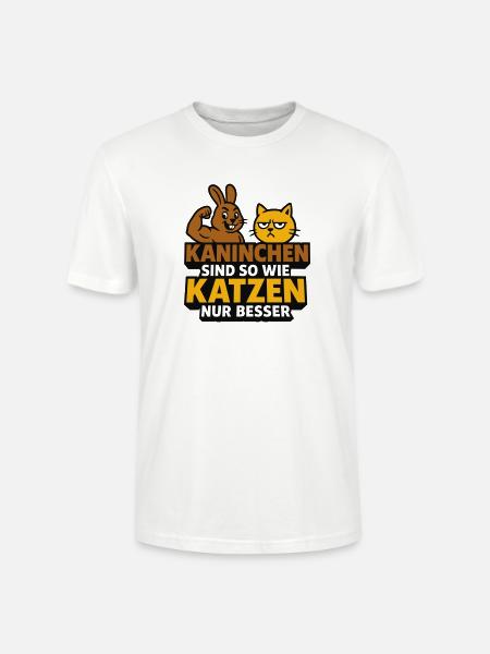 Humorous rabbit & cat motif - Stanley/Stella CRAFTER Unisex Organic T-Shirt - white