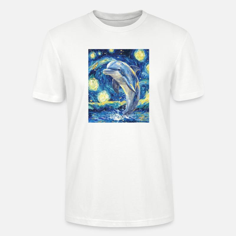 Delfin Van Gogh Style Starry  - Stanley/Stella Unisex Bio-T-Shirt CRAFTER - Weiß