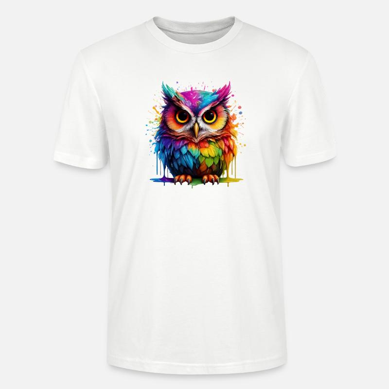 Bunte Eulenkunst Digitaldruck - Stanley/Stella Unisex Bio-T-Shirt CRAFTER - Weiß