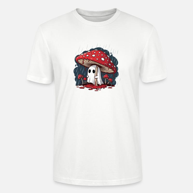 Fly Agaric Ghost — Gruseliger Halloween-Pilzgeist - Stanley/Stella Unisex Bio-T-Shirt CRAFTER - Weiß