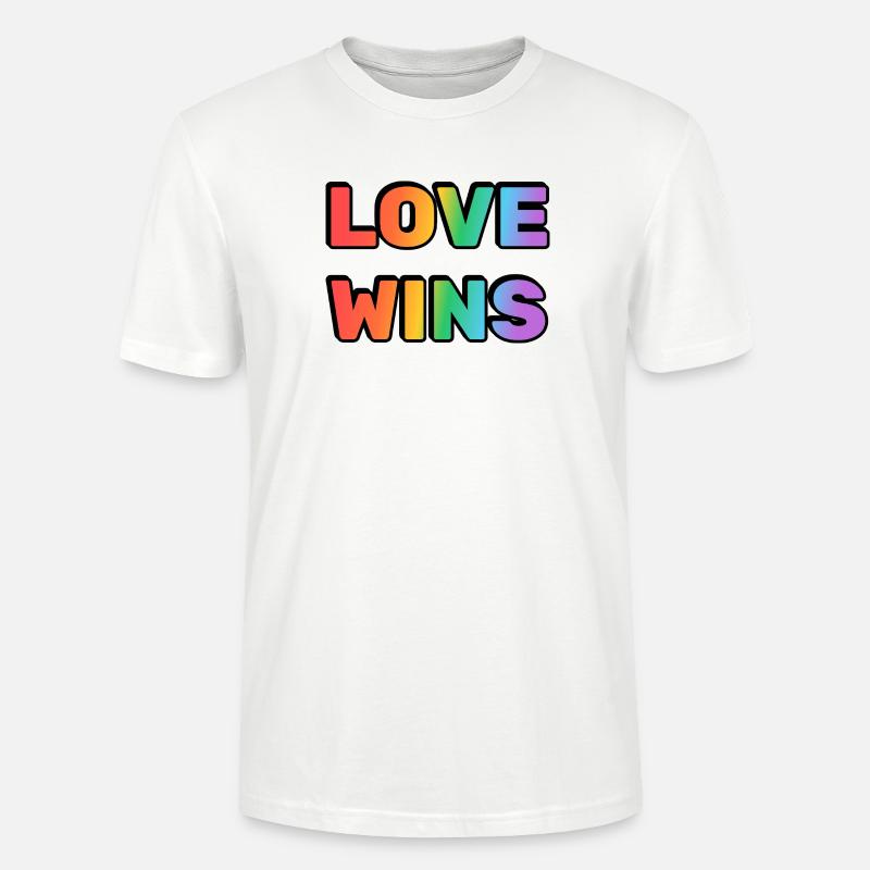 Love Wins Rainbow Gradient Text LGBT - Stanley/Stella Unisex Bio-T-Shirt CRAFTER - Weiß