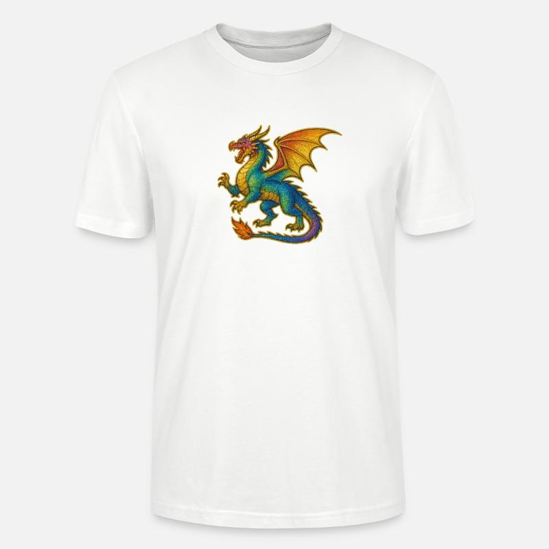 Regenbogen Glitzerdrache - Stanley/Stella Unisex Bio-T-Shirt CRAFTER - Weiß
