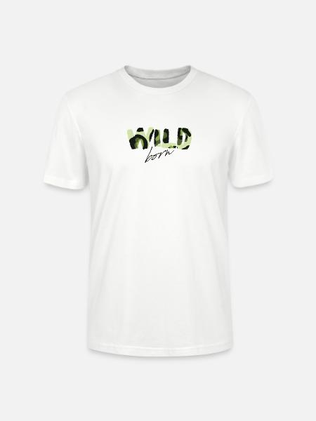 Camouflage Wild Born Text Logo - Stanley/Stella CRAFTER Unisex Organic T-Shirt - white