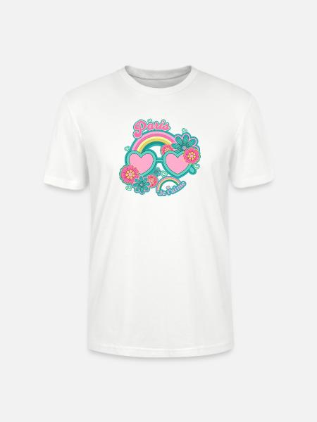 Paris Regenbogen Rosé Herzen - Stanley/Stella Unisex Bio-T-Shirt CRAFTER - Weiß