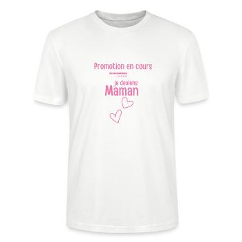 Ich werde Mama — Aktuelle Aktion - Schwangerschaft - Stanley/Stella Unisex Bio-T-Shirt CRAFTER - Weiß - Vorne - Alina (178cm) & Michal (187cm)