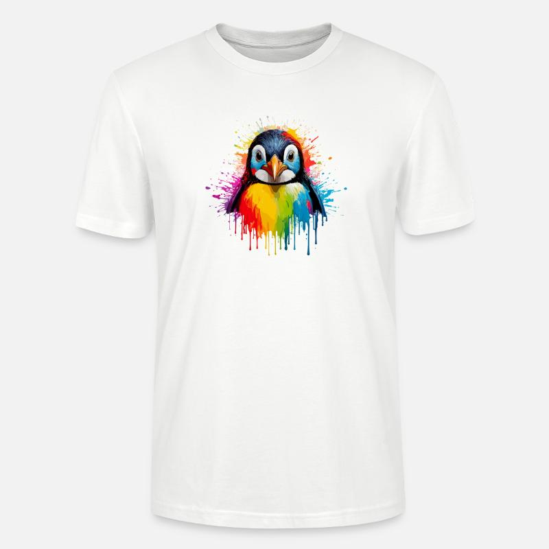 Rainbow Pinguin Spritzkunst - Stanley/Stella Unisex Bio-T-Shirt CRAFTER - Weiß