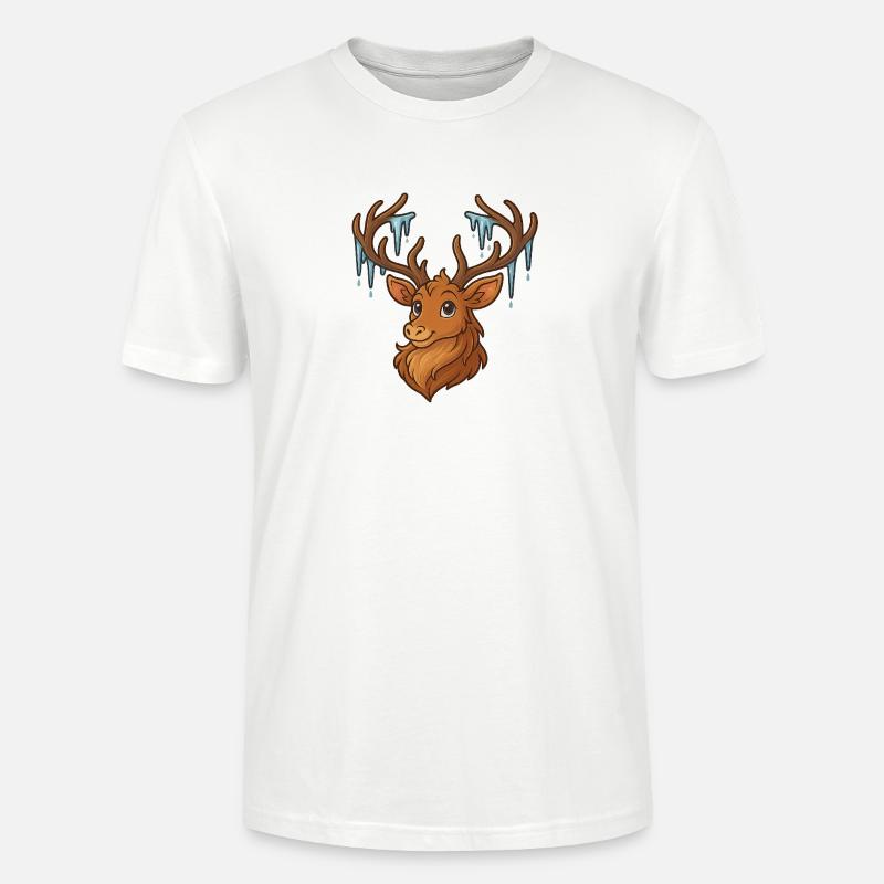 Winterhirsch mit Eiszapfen - Stanley/Stella Unisex Bio-T-Shirt CRAFTER - Weiß