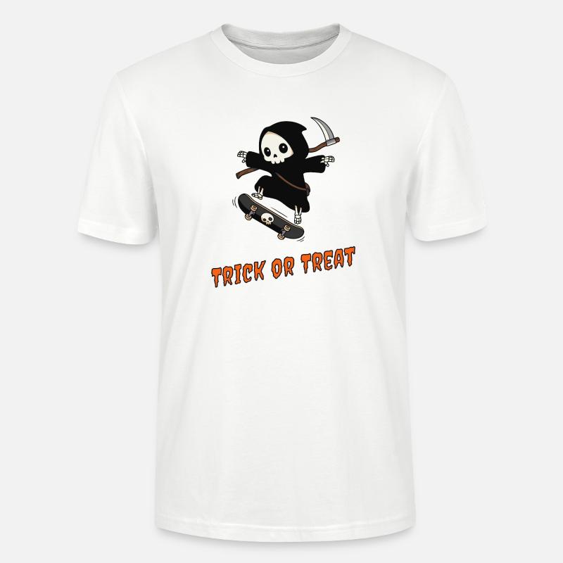 Süßes oder Saures – Skater Reaper - Stanley/Stella Unisex Bio-T-Shirt CRAFTER - Weiß