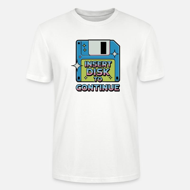 Y2K Retro – Insert Disk to Continue - Stanley/Stella CRAFTER Unisex Organic T-Shirt - white