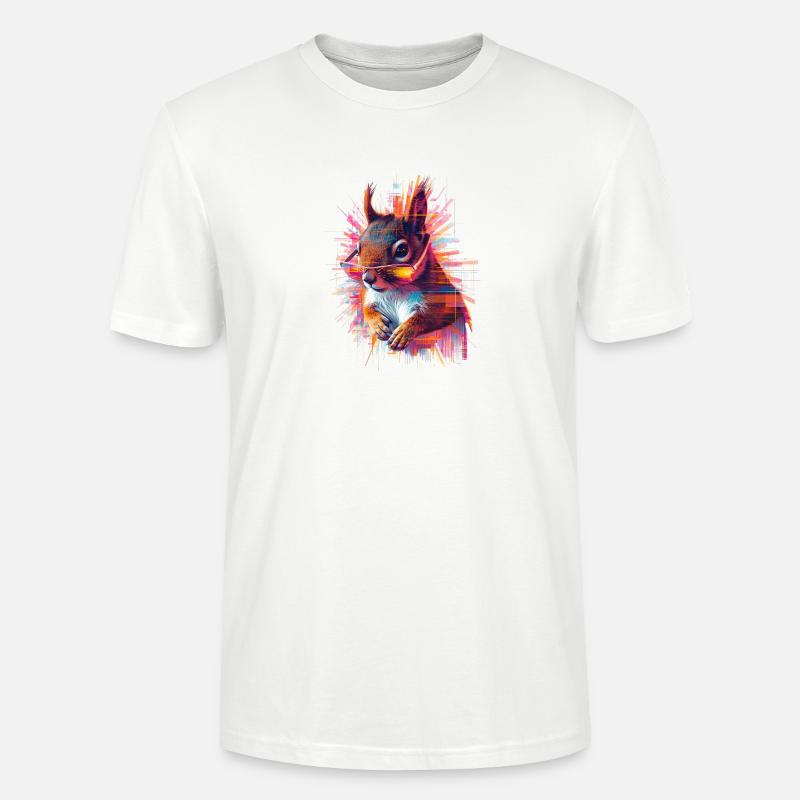 Neon Eichhörnchen mit Sonnenbrille – Glitch Art - Stanley/Stella Unisex Bio-T-Shirt CRAFTER - Weiß