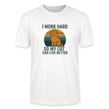 Katze königlich im Retro Sonnenuntergang - Stanley/Stella Unisex Bio-T-Shirt CRAFTER - Weiß - Vorne - Alina (178cm) & Michal (187cm)
