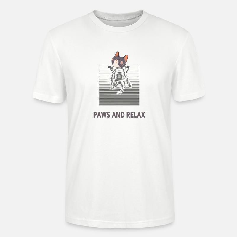 Curious Cat – Funny Optical Line Art - Stanley/Stella Unisex Bio-T-Shirt CRAFTER - Weiß