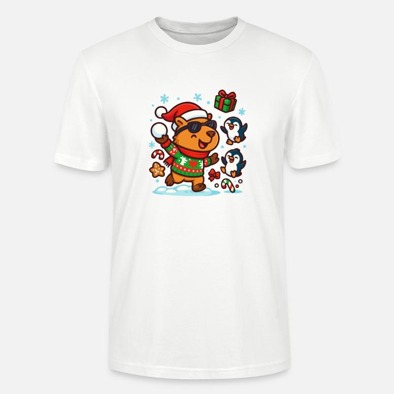 Fröhliches Capybara mit Pinguinen – Lustig - Stanley/Stella Unisex Bio-T-Shirt CRAFTER - Weiß