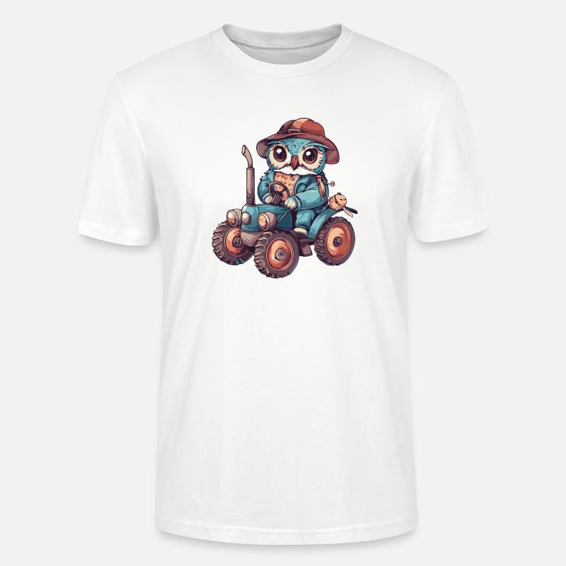 Eule Traktor Farmer - Stanley/Stella Unisex Bio-T-Shirt CRAFTER - Weiß