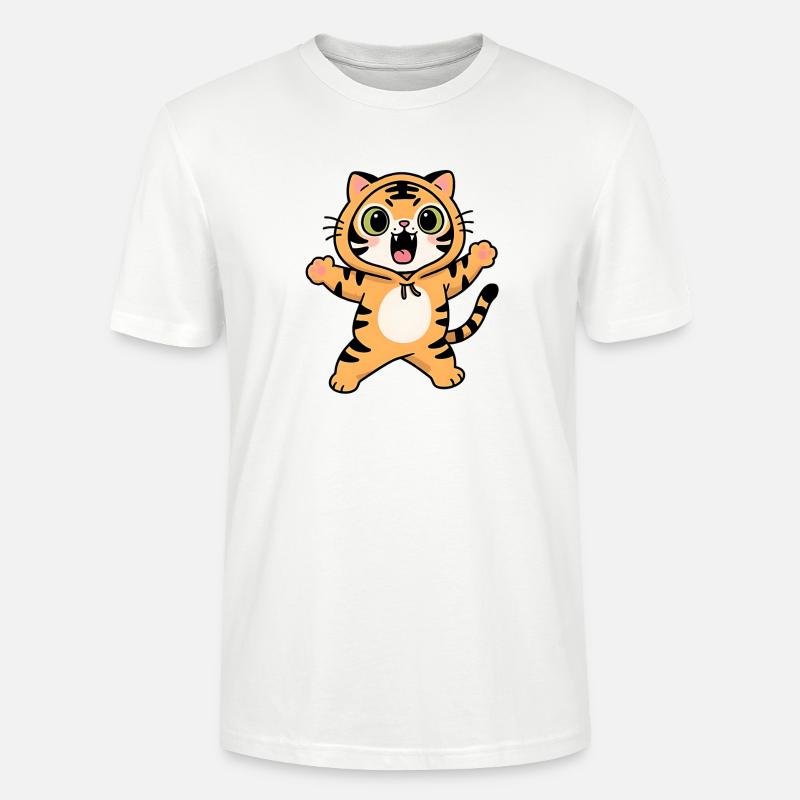 Roaring Tiger Kawaii Kinder Kapuzenpullover - Stanley/Stella Unisex Bio-T-Shirt CRAFTER - Weiß