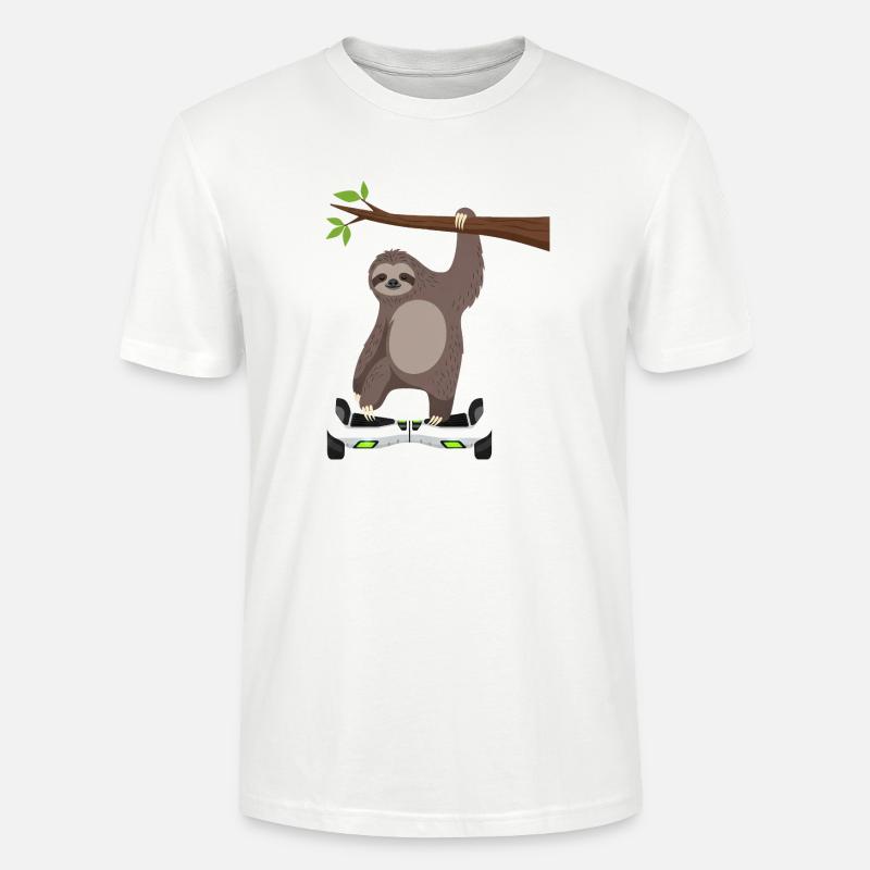 Faultier chillen Hoverboard Cartoon Technik Gleich - Stanley/Stella Unisex Bio-T-Shirt CRAFTER - Weiß