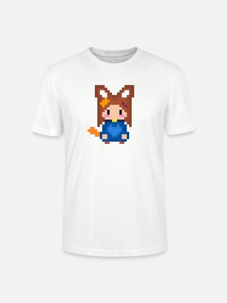 Pixel Kitsune Fuchs Mädchen in Blauer Hoodie - Stanley/Stella Unisex Bio-T-Shirt CRAFTER - Weiß