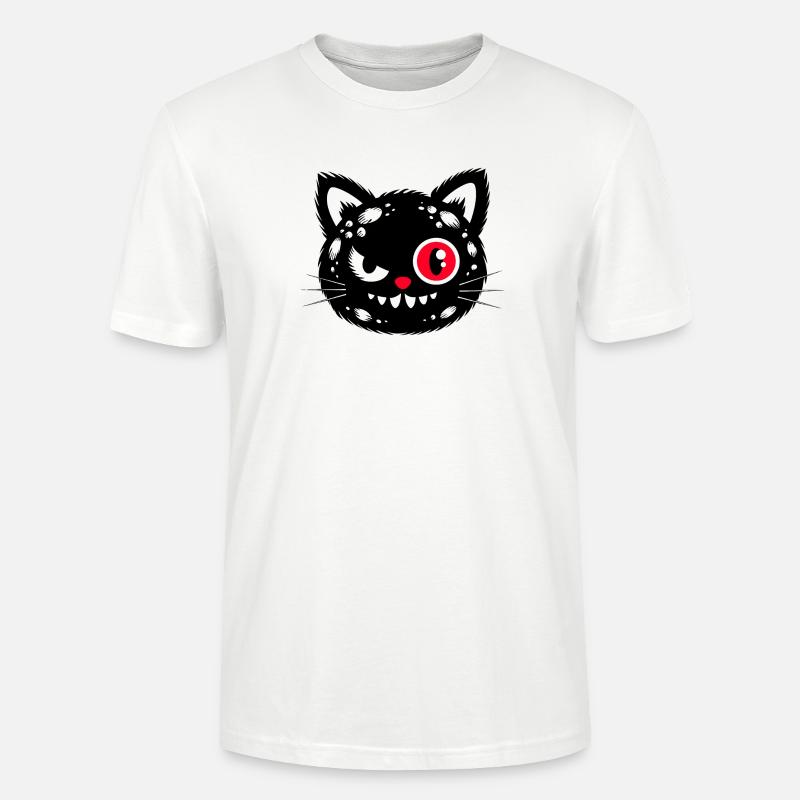 Schwarze Katze mit rotem Auge - Stanley/Stella Unisex Bio-T-Shirt CRAFTER - Weiß