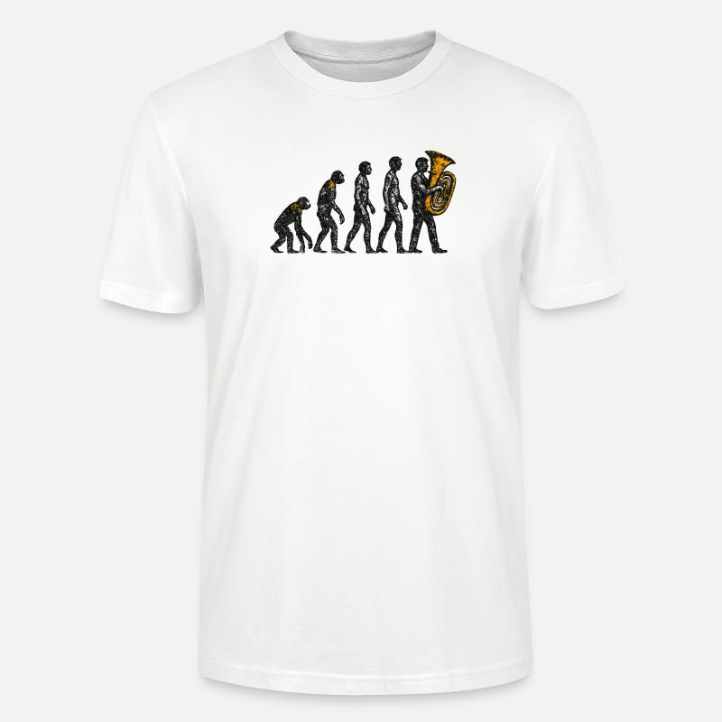 Evolution to Tuba Player Grunge Design - Stanley/Stella CRAFTER Unisex Organic T-Shirt - white