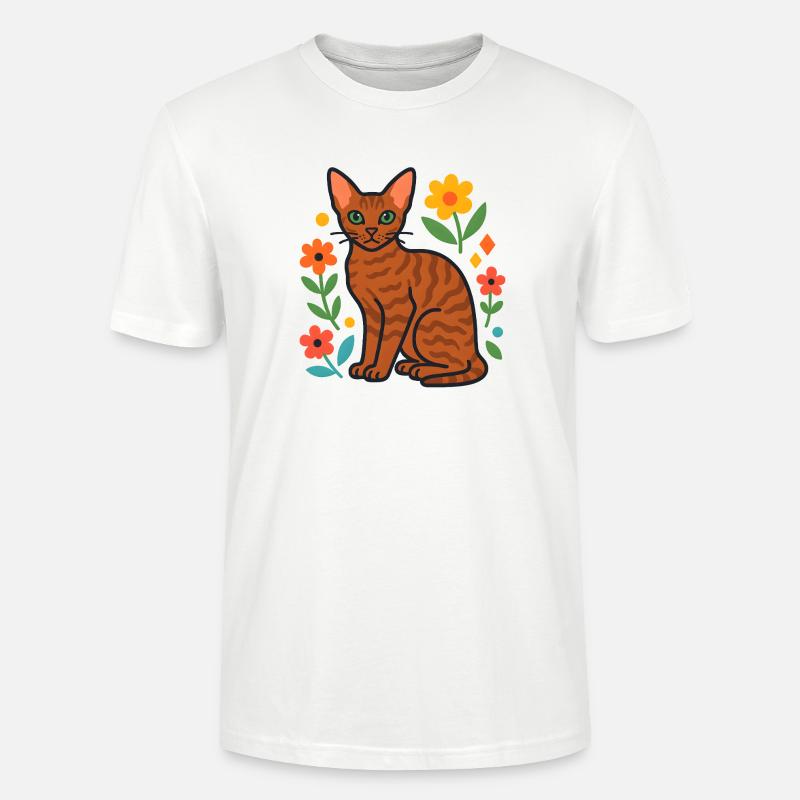 Devon Rex' Katze in der Blumenparade - Stanley/Stella Unisex Bio-T-Shirt CRAFTER - Weiß
