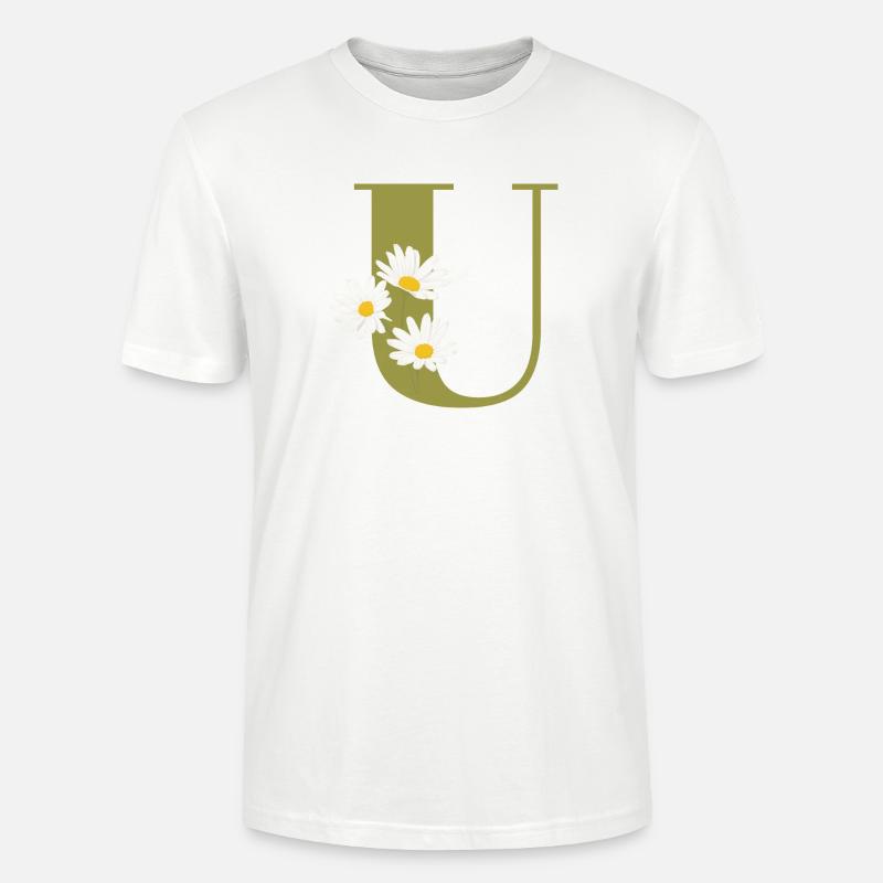 Grüne Gänseblümchen u Buchstabe - Stanley/Stella Unisex Bio-T-Shirt CRAFTER - Weiß
