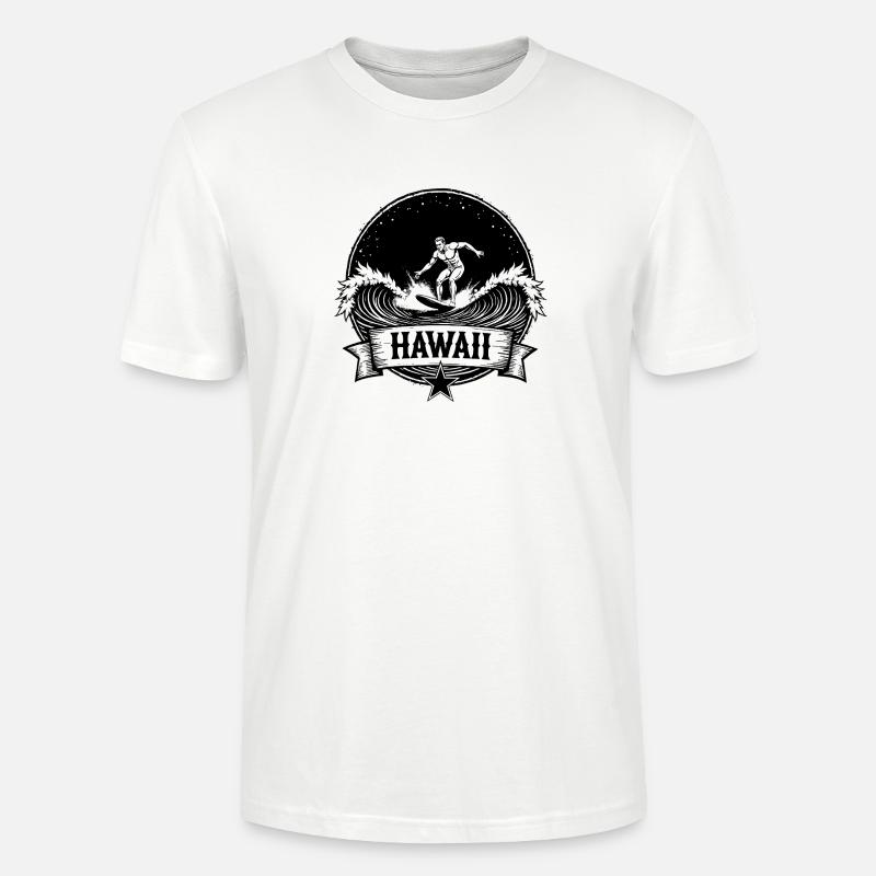 Hawaii Surfer Surfer sur Pacific Wave - T-shirt bio CRAFTER Stanley Stella Unisexe - blanc