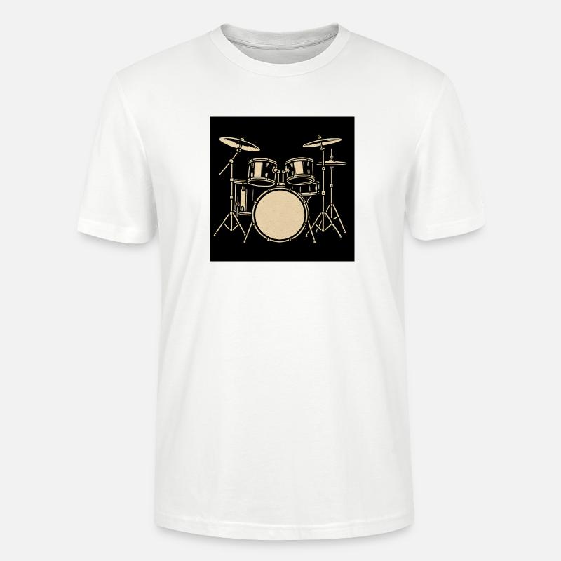 Black Silver Drumset Illustration - Stanley/Stella CRAFTER Unisex Organic T-Shirt - white
