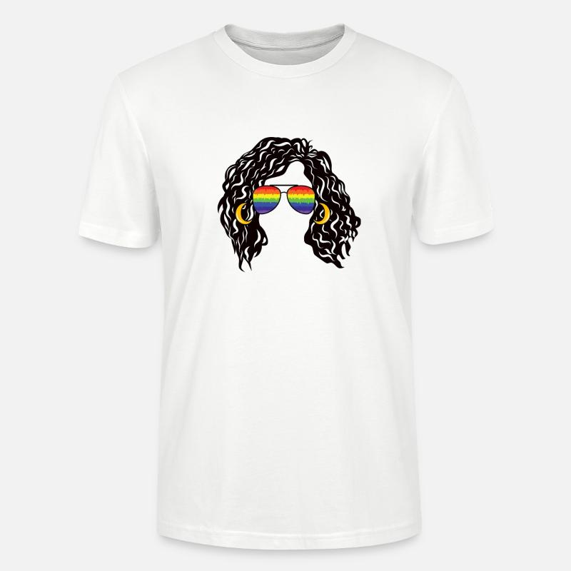Regenbogenschattierungen Lockiges Afro-Mädchen-Haar Pride Retro - Stanley/Stella Unisex Bio-T-Shirt CRAFTER - Weiß