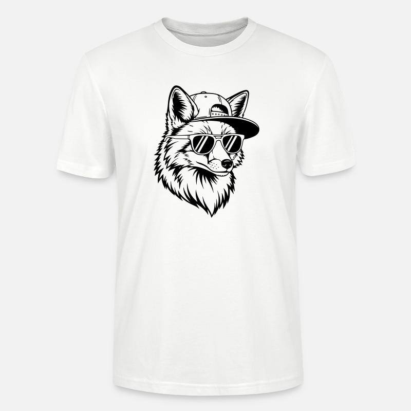 Cooler Fuchs mit Cap und Sonnenbrille - Stanley/Stella Unisex Bio-T-Shirt CRAFTER - Weiß