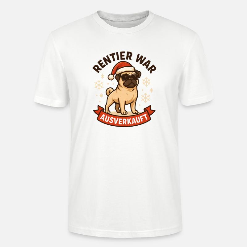 Reindeer a affiché complet Pug Pug - T-shirt bio CRAFTER Stanley Stella Unisexe - blanc