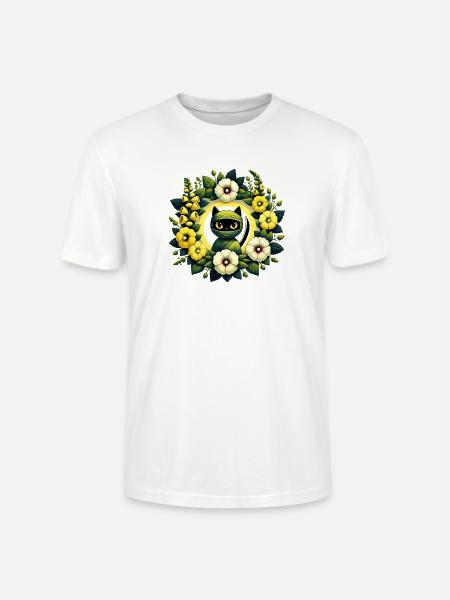 Eingewickelter Katzen-Blumen-Halo - Stanley/Stella Unisex Bio-T-Shirt CRAFTER - Weiß