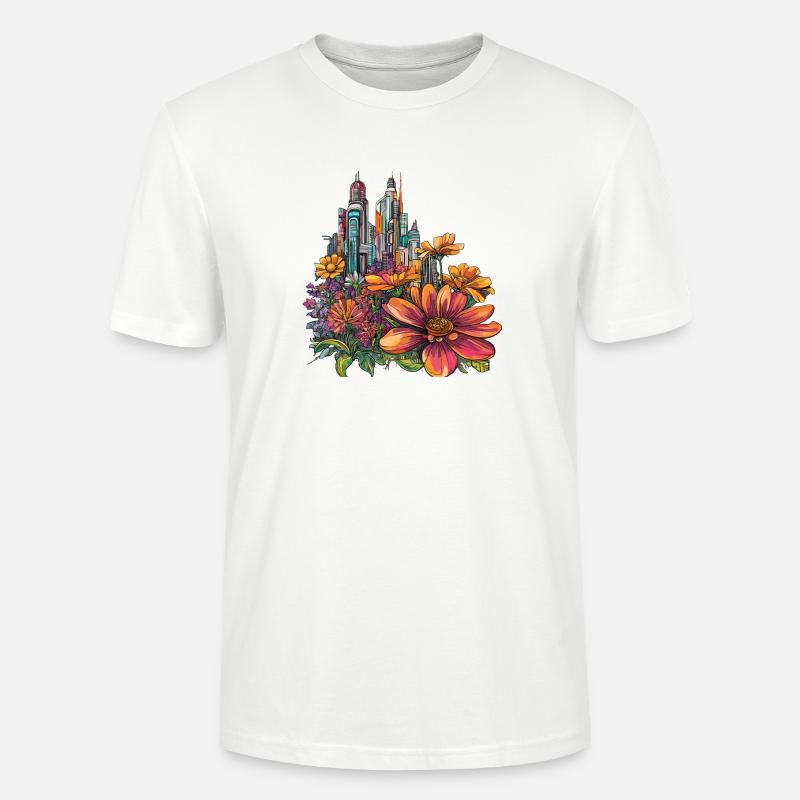 Blühende Skyline Farbexplosion - Stanley/Stella Unisex Bio-T-Shirt CRAFTER - Weiß