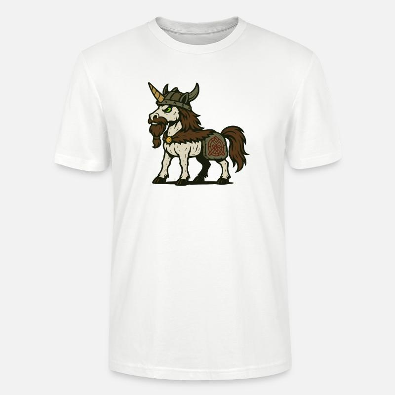 Wikinger-Krieger-Einhorn mit Bart und nordischem Zeichen - Stanley/Stella Unisex Bio-T-Shirt CRAFTER - Weiß