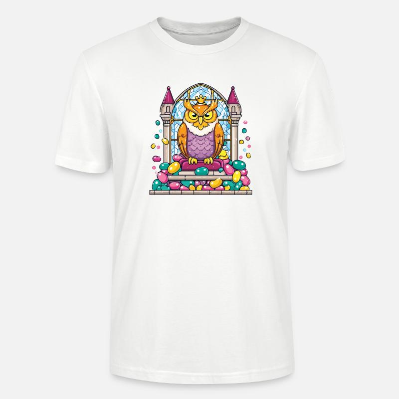 Kronen Eule Thron vor Glasfenster - Stanley/Stella Unisex Bio-T-Shirt CRAFTER - Weiß