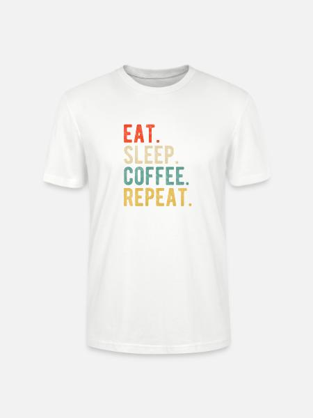 Eat Sleep Coffee Repeat Retro Kaffeeliebe - Stanley/Stella Unisex Bio-T-Shirt CRAFTER - Weiß