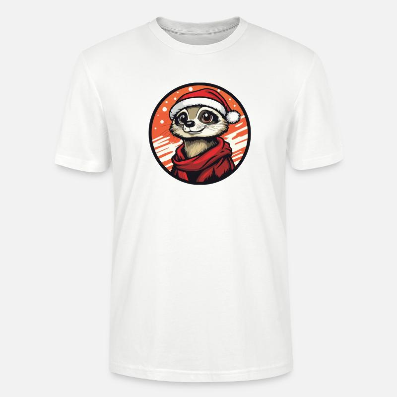 Erdmännchen  mit Santa-Hut - Stanley/Stella Unisex Bio-T-Shirt CRAFTER - Weiß
