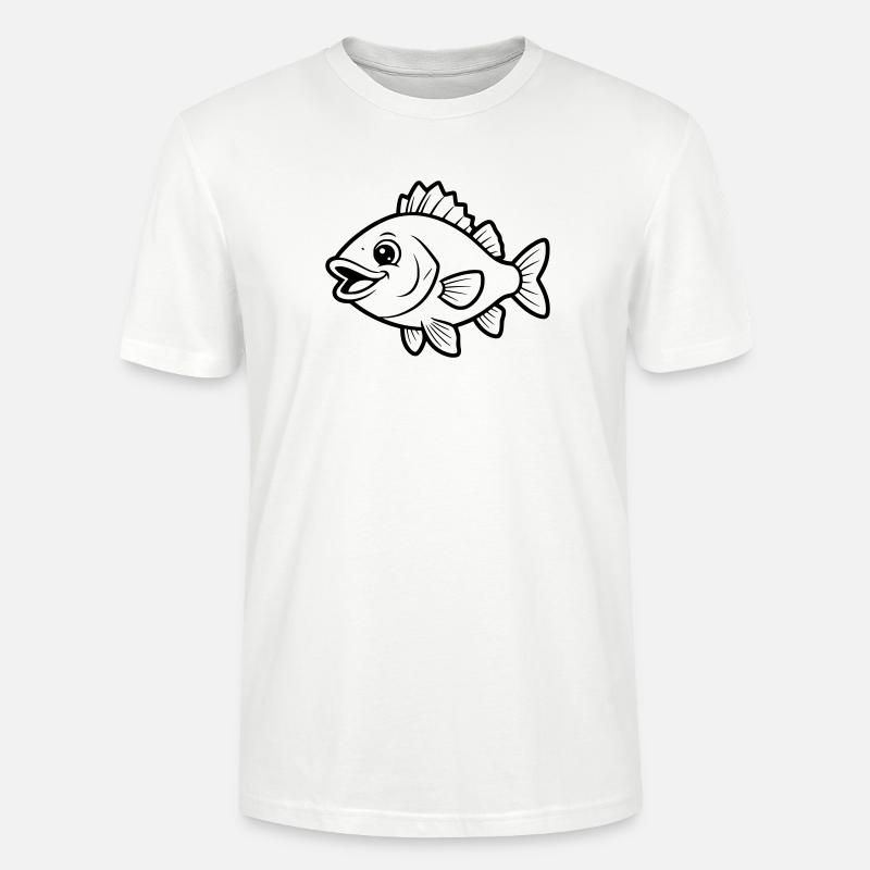 Page de coloriage de bandes dessinées Poisson Perch Mignon - T-shirt bio CRAFTER Stanley Stella Unisexe - blanc
